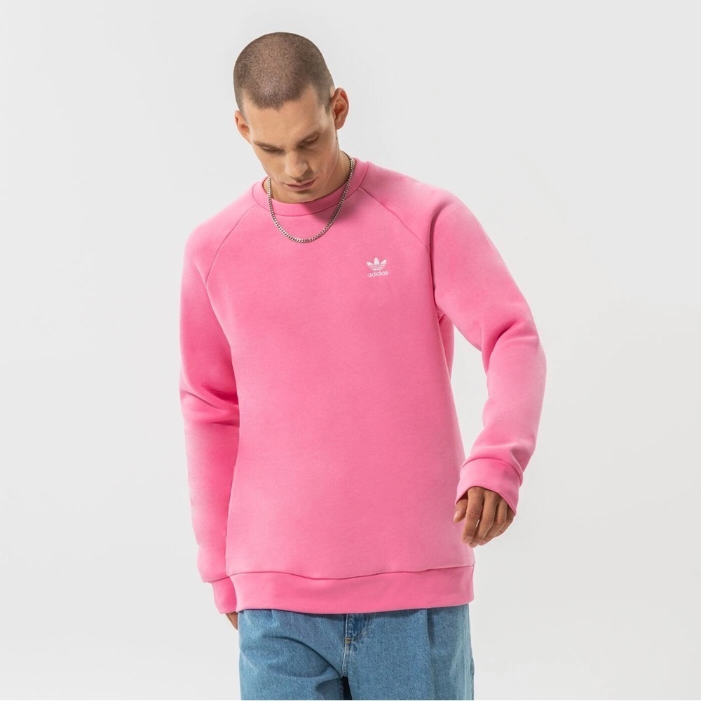 Adidas Men's Crewneck cozy fleece Sweater in Vibrant Pink size small NWOT
